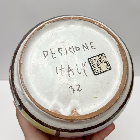 Vintage Mid Century Desimone Flower Italian Pottery Vase Made For Joseph Magnin - Picture 6 of 6